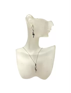 Pewter Flamingo Charm Necklace and Earring Set: A Tropical and Elegant Statement Piece