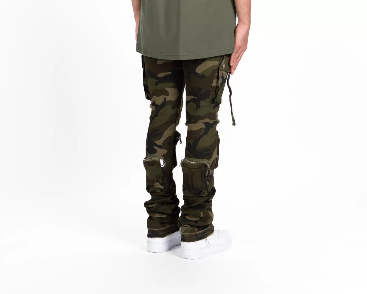 PHEELINGS NEVER LOOK BACK FLARE STACK DENIM (CAMO GREEN)