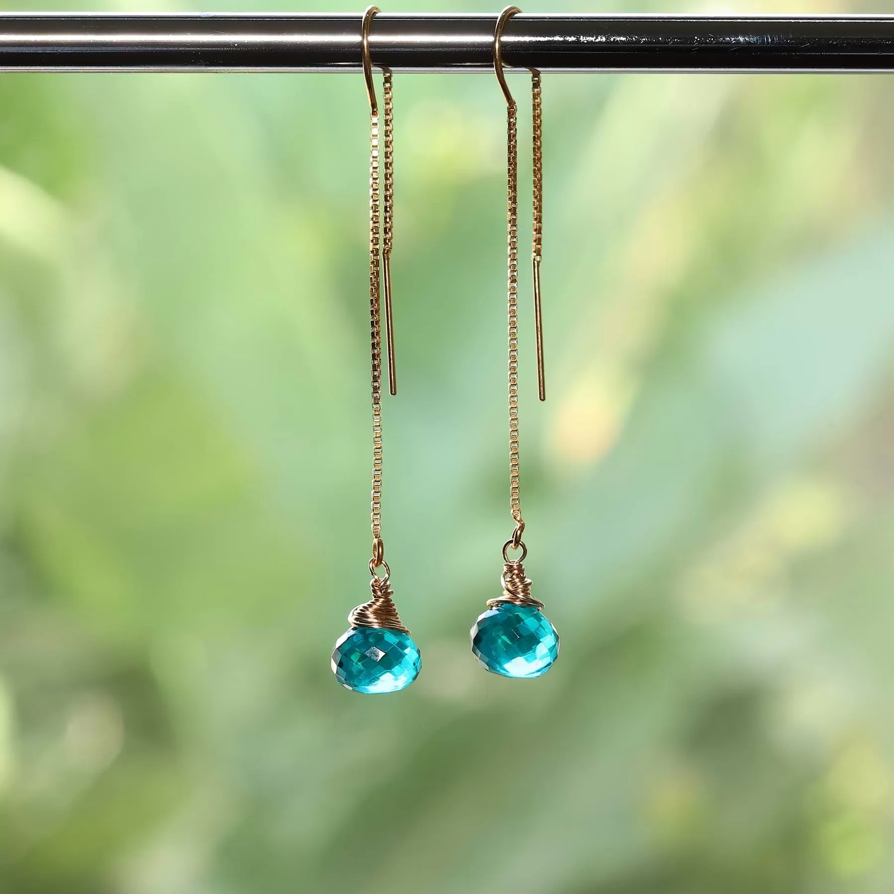 Proudest Peacock - Peacock Quartz Thread Earrings