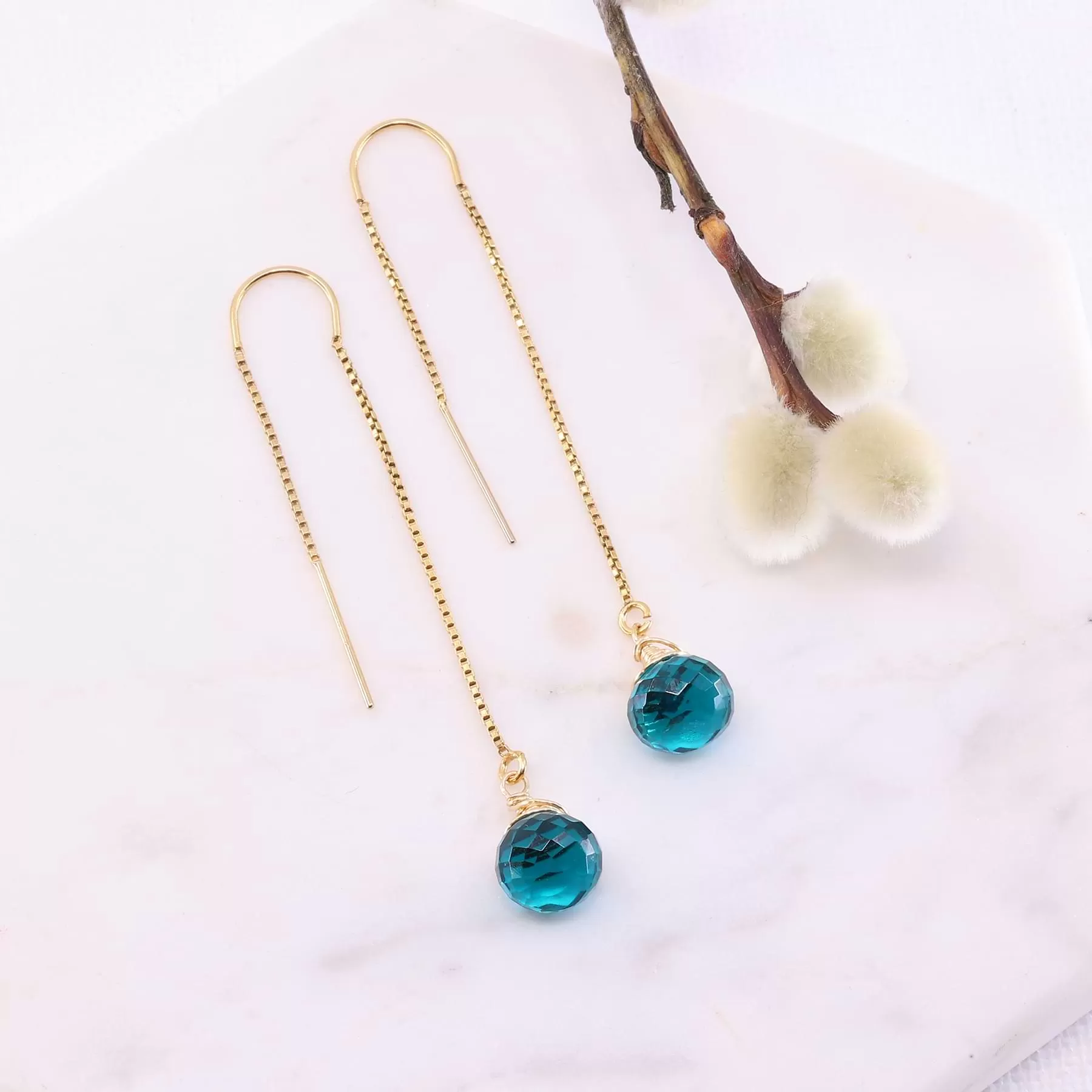 Proudest Peacock - Peacock Quartz Thread Earrings