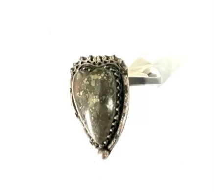 Pyrite in Hematite Heart Ring