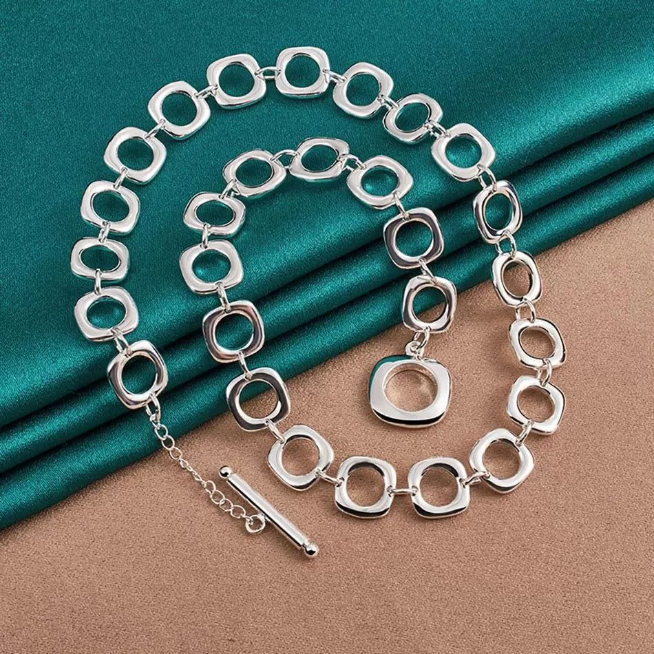 QS302 - 925 Sterling Silver Round Chain Necklace Charm Jewelry