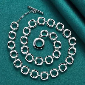 QS302 - 925 Sterling Silver Round Chain Necklace Charm Jewelry