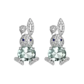 Rabbit, Leaf, Pinecone and Cat Crystal Stud Earrings