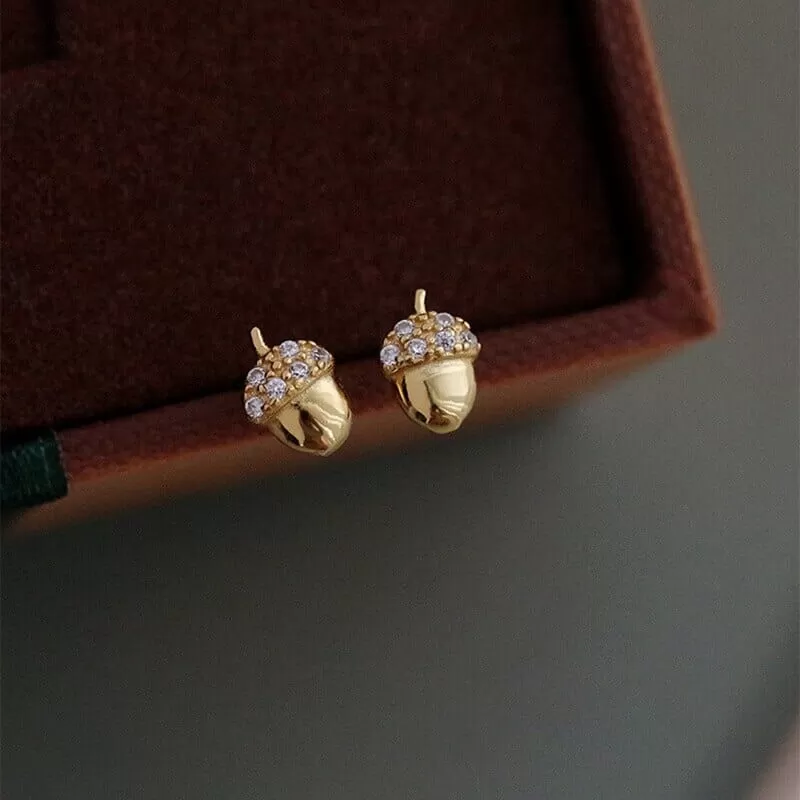 Rabbit, Leaf, Pinecone and Cat Crystal Stud Earrings