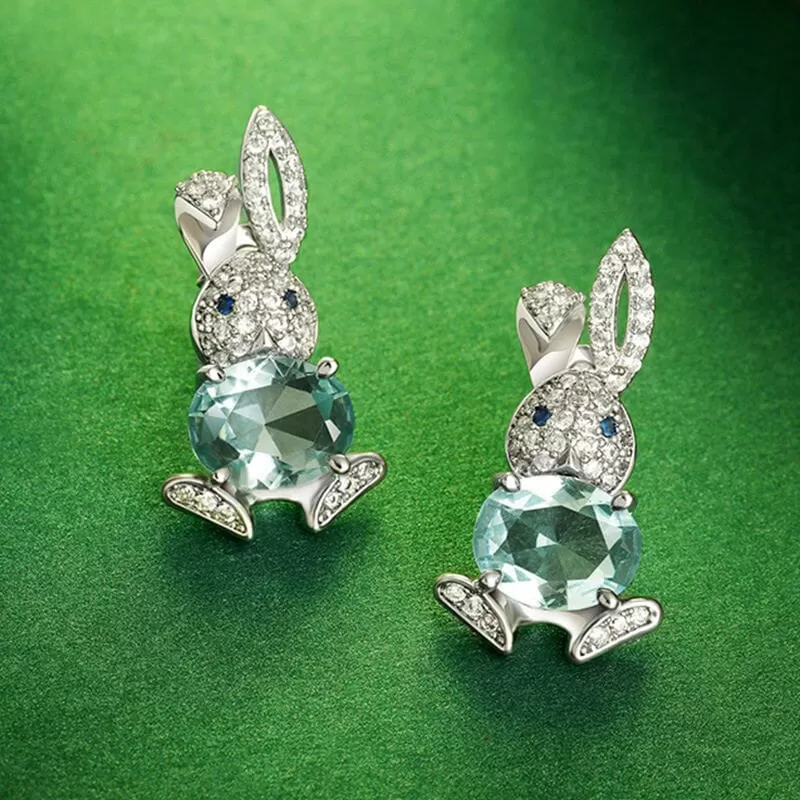 Rabbit, Leaf, Pinecone and Cat Crystal Stud Earrings