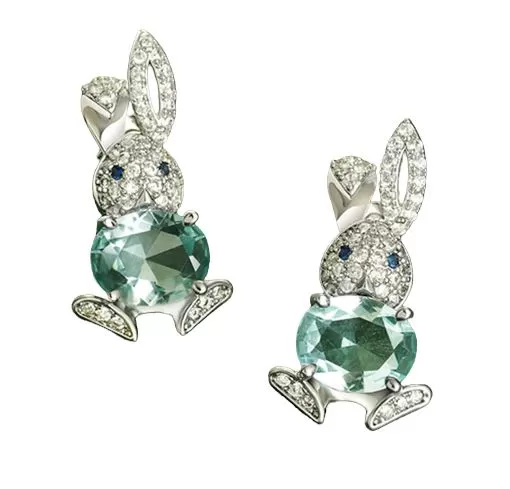 Rabbit, Leaf, Pinecone and Cat Crystal Stud Earrings