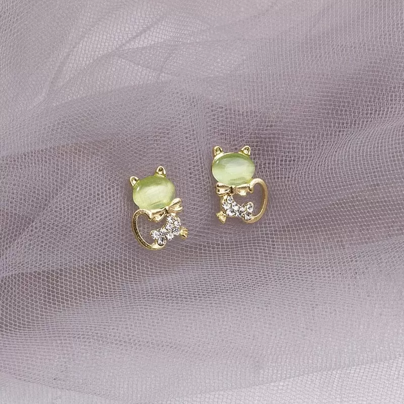 Rabbit, Leaf, Pinecone and Cat Crystal Stud Earrings