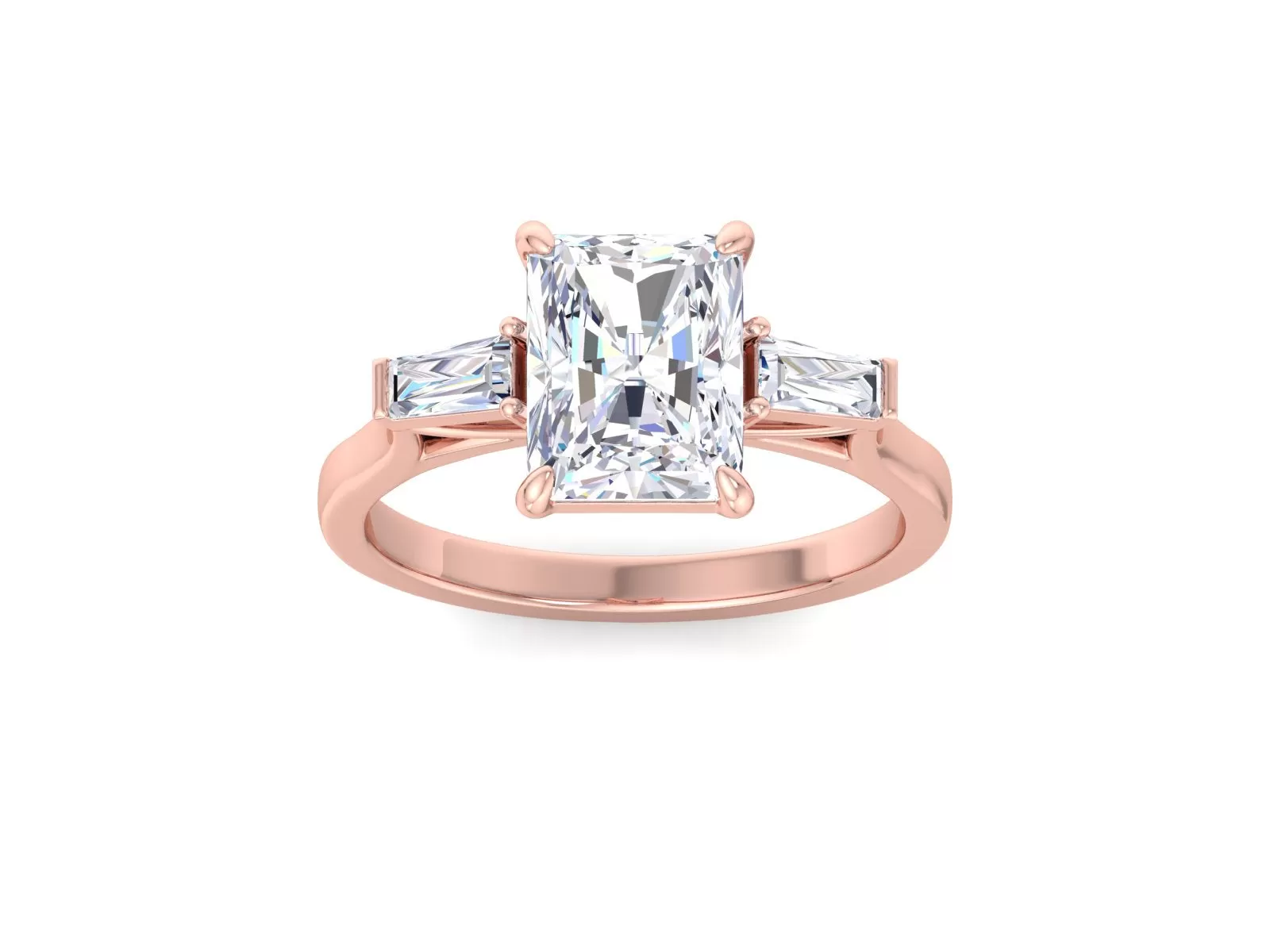 Radiant cut Diamond Three Stone Ring