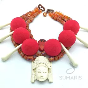 RED RAJA OOAK STATEMENT NECKLACE