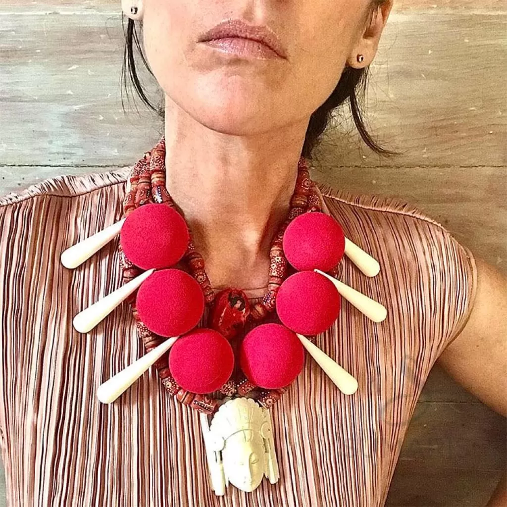 RED RAJA OOAK STATEMENT NECKLACE