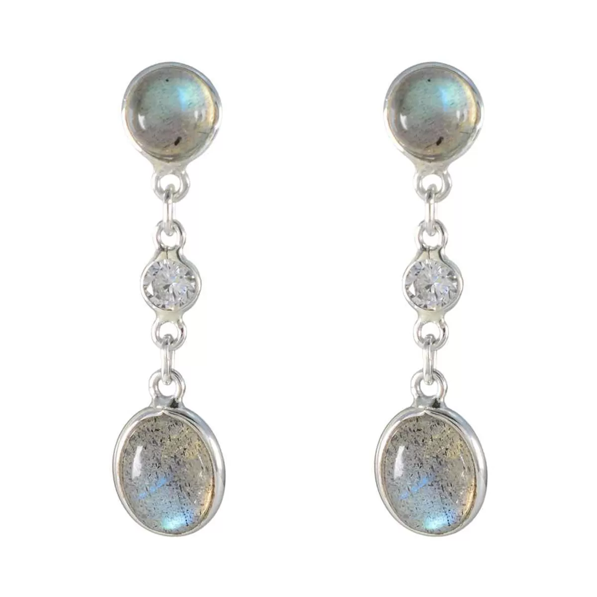 Riyo Beauteous 925 Sterling Silver Earring For Girl Labradorite Earring Bezel Setting Multi Earring Stud Earring