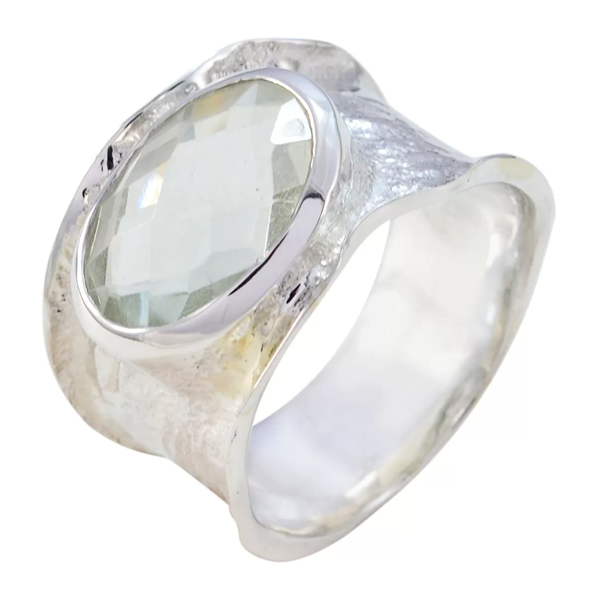 Riyo Bewitching Gemstone Green Amethyst 925 Silver Rings Good Seller