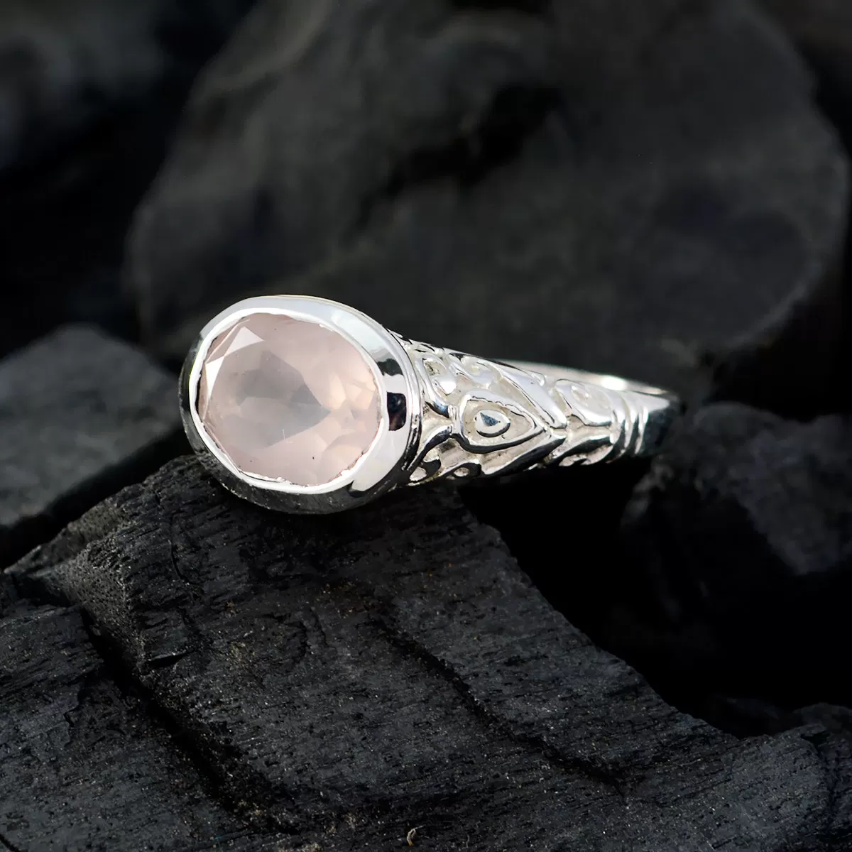 Riyo Exporter Gem Rose Quartz Sterling Silver Rings Irish Jewelry