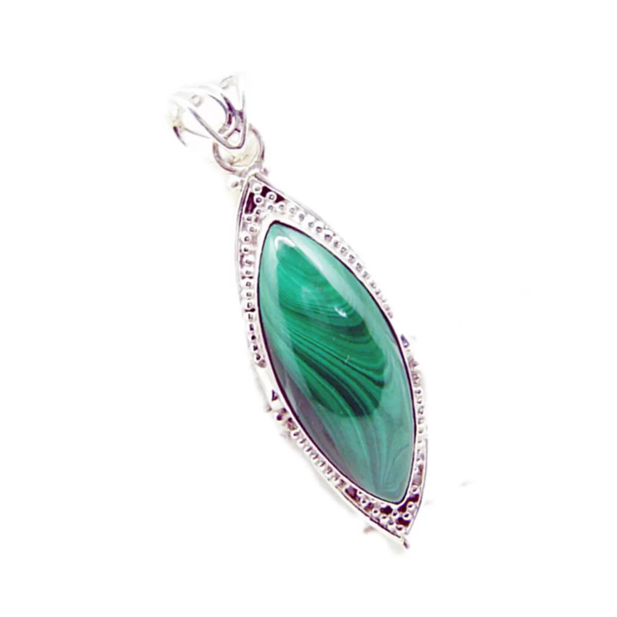 Riyo Fanciable Gemstone Marquise Cabochon Green Malachite Sterling Silver Pendant Gift For Handmade