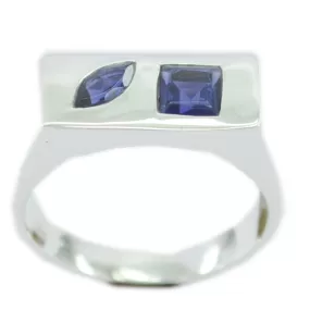 Riyo Fascinating Gemstone Iolite Solid Silver Ring Memorial Jewelry