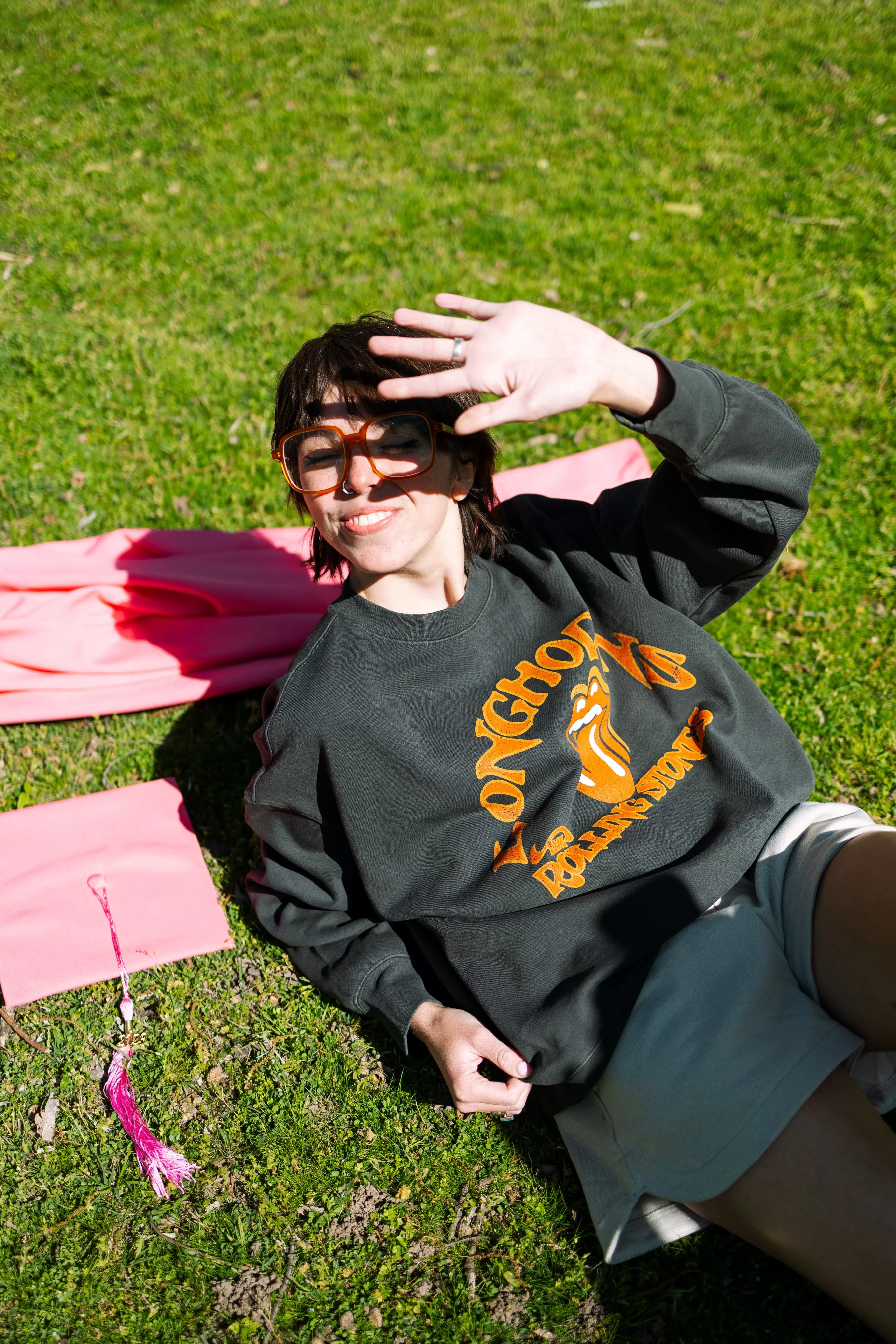 Rolling Stones Longhorns Psych Charcoal Thrifted Sweatshirt