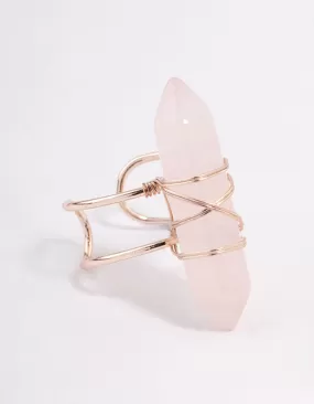 Rose Gold Semi Precious Pink Stone Ring