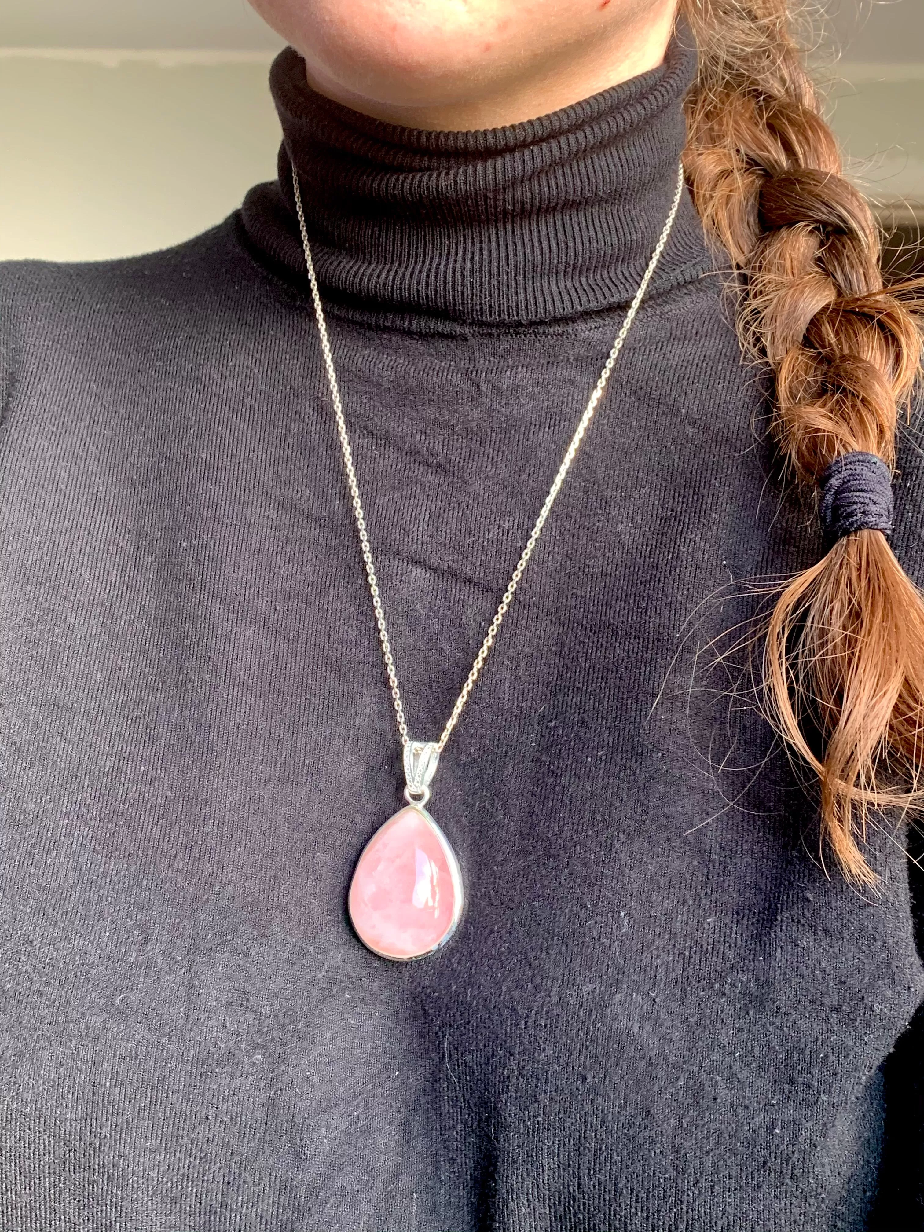 Rose Quartz Clarissa Pendant - Reg. Teardrop