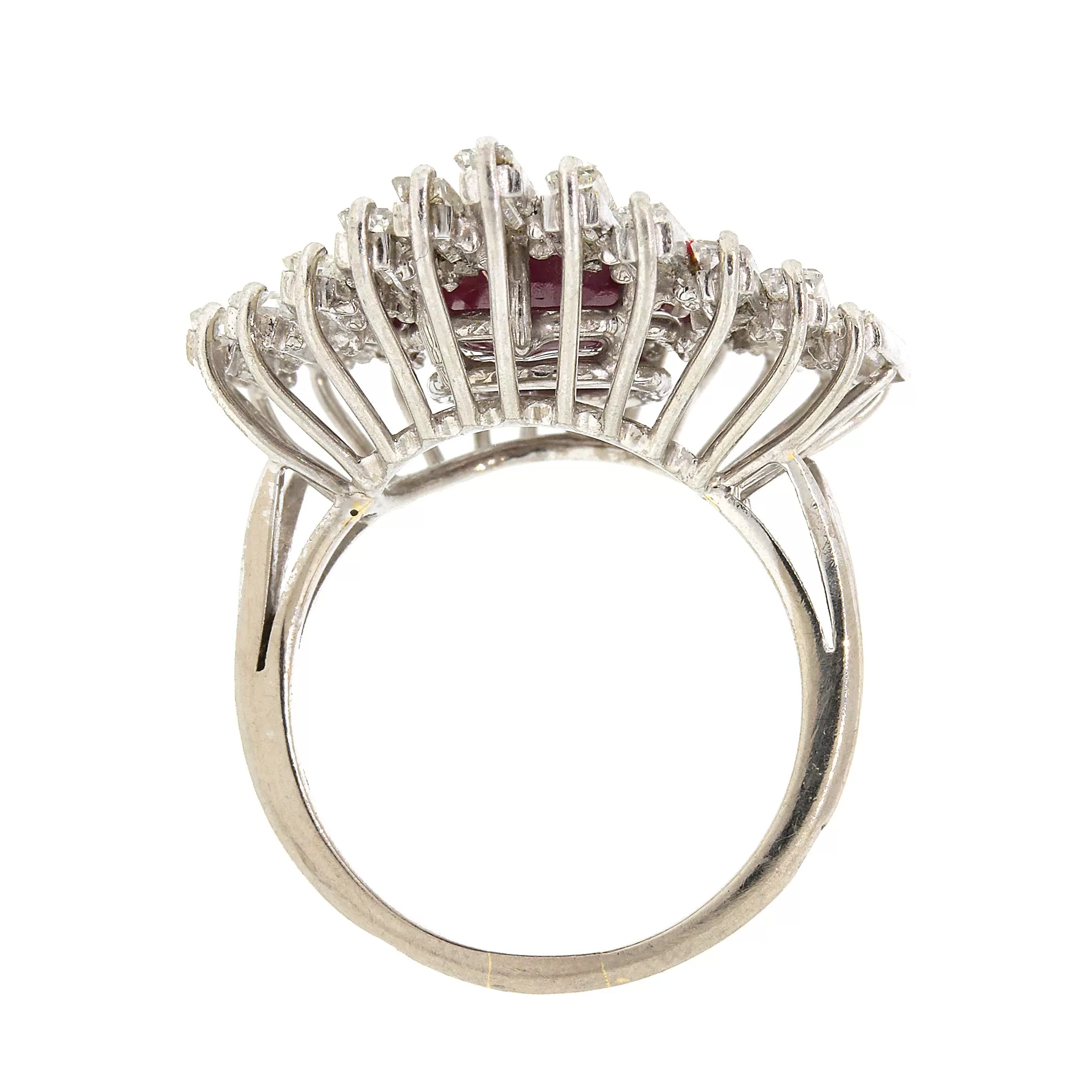 Ruby & Diamond Baguette Cocktail Ring in 14k Gold