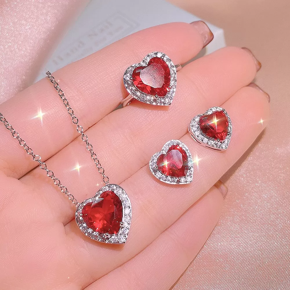 Ruby Gemstone Charm Women Necklace