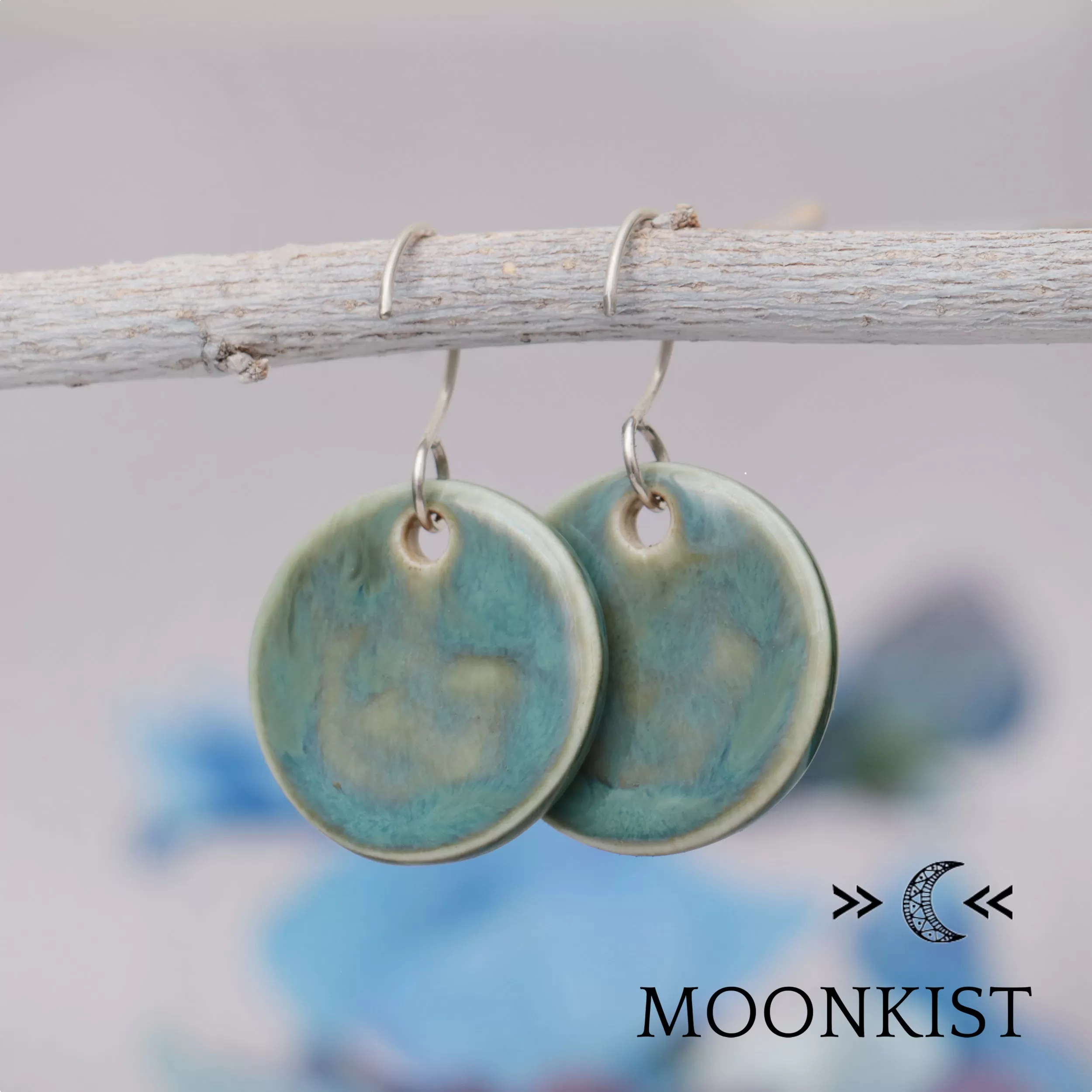 Sage Green Flower Ceramic Earrings | Moonkist Designs