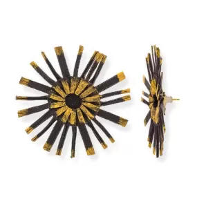 Satin Pleated Stud Earrings Bloom Black Gold BL-EAR-BLA