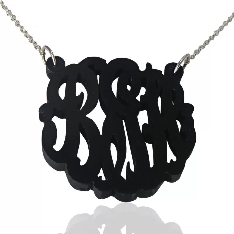 Script Acrylic Monogram Necklace-Split Chain