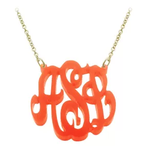 Script Acrylic Monogram Necklace-Split Chain