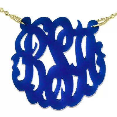 Script Acrylic Monogram Necklace-Split Chain