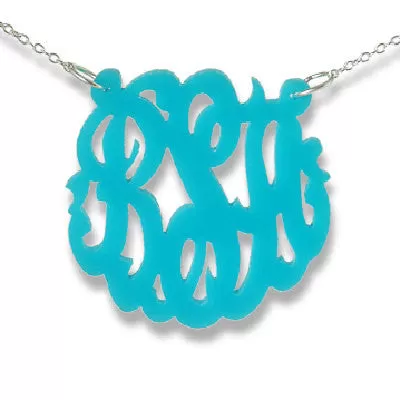 Script Acrylic Monogram Necklace-Split Chain