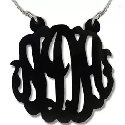 Script Acrylic Monogram Necklace-Split Chain