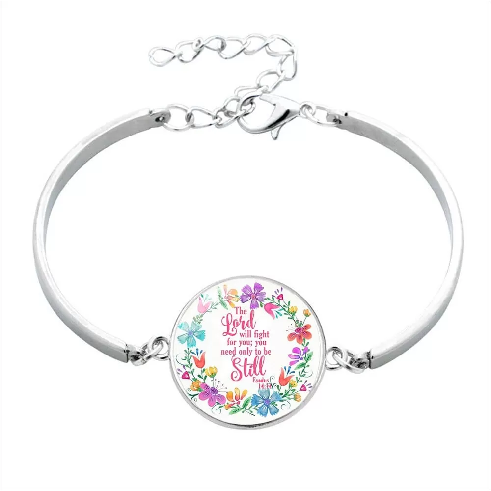 Scripture Glass Cabochon Charm Bracelets