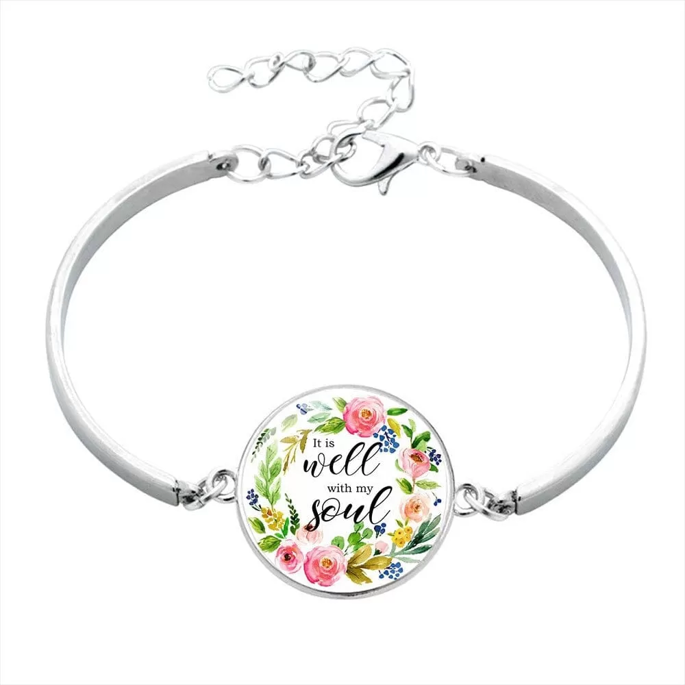 Scripture Glass Cabochon Charm Bracelets