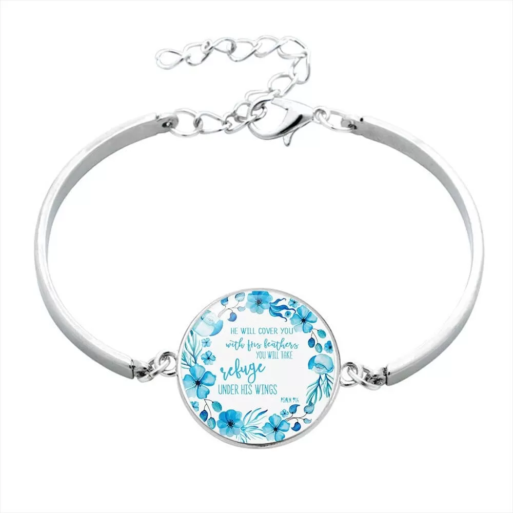 Scripture Glass Cabochon Charm Bracelets