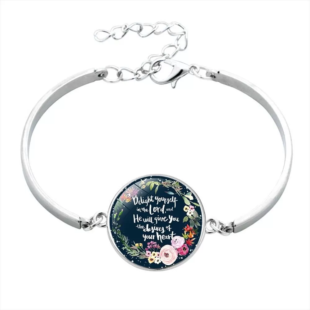 Scripture Glass Cabochon Charm Bracelets