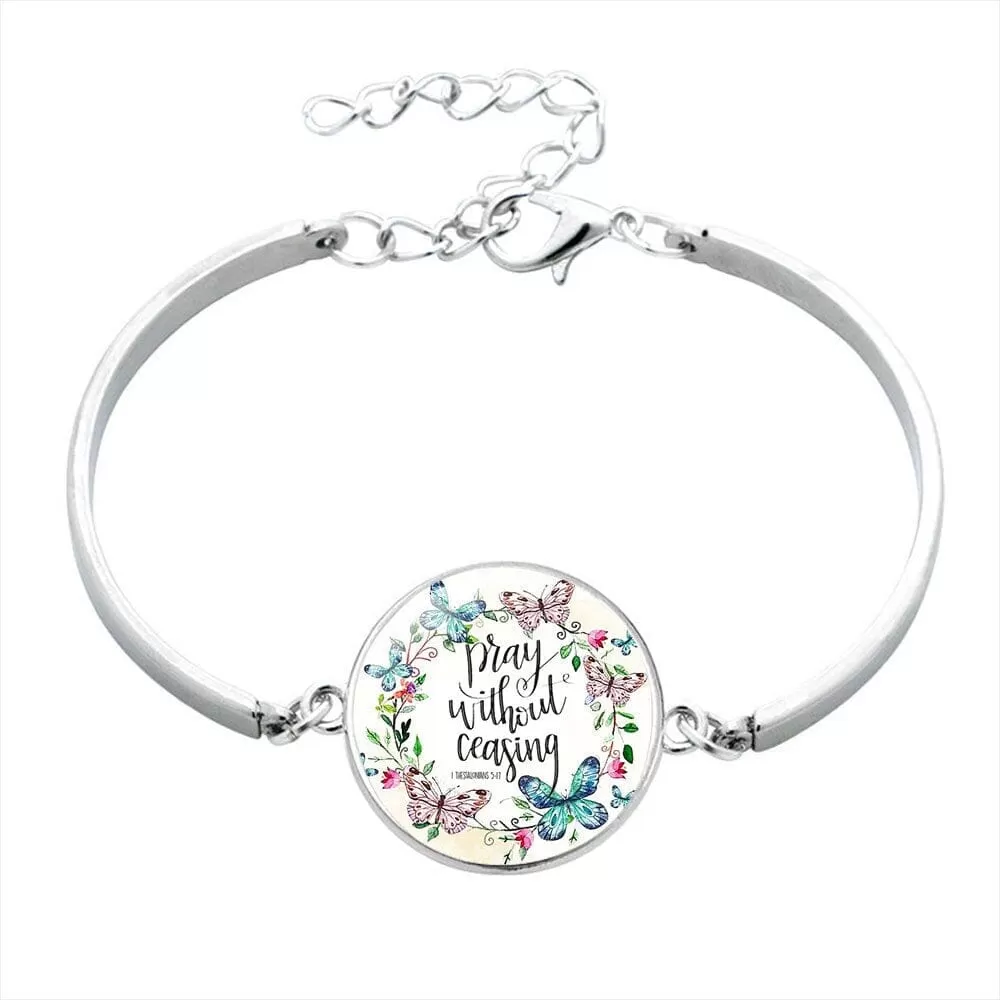 Scripture Glass Cabochon Charm Bracelets