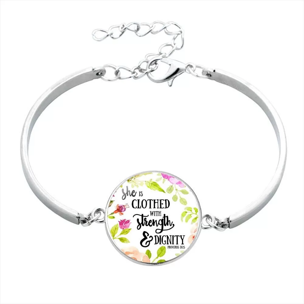 Scripture Glass Cabochon Charm Bracelets