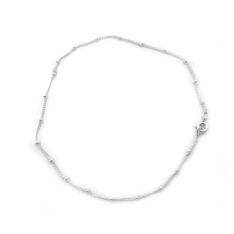 Silver Ball Bohemian Anklet