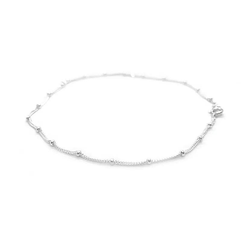 Silver Ball Bohemian Anklet