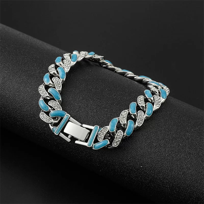 Silver Cuban Glow in the Dark Bracelet