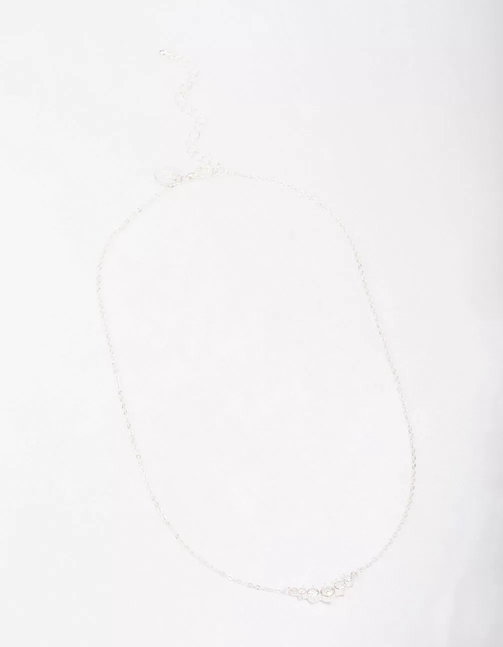 Silver Graduating Diamante Chain Necklace