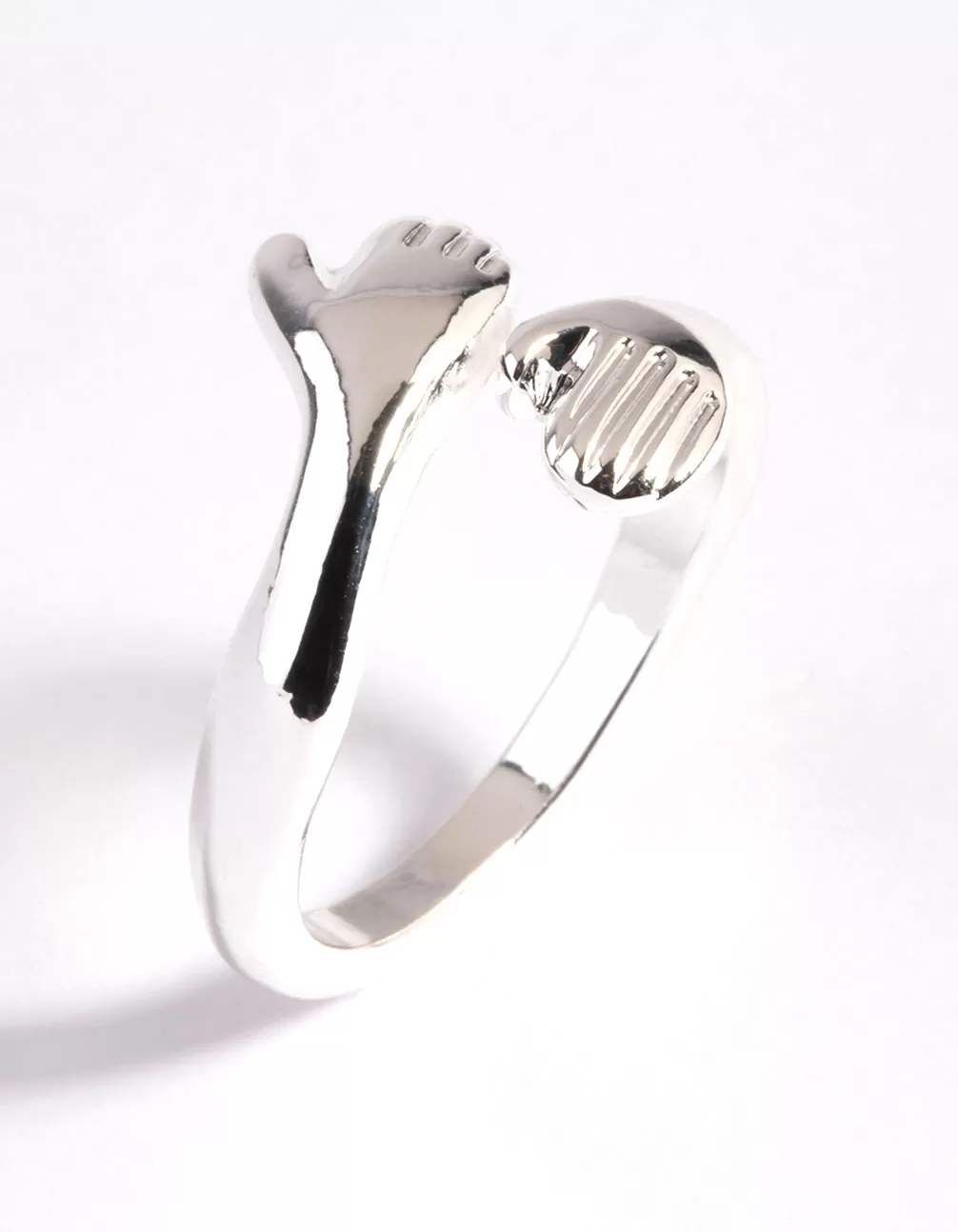 Silver Plated Hugging Hands Ring