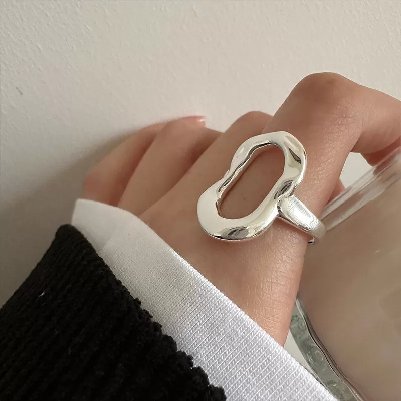 Simple Irregular Texture Cutout Plain Ring