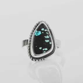 Size 5.75 Black & Blue Cloud Mountain Turquoise Gemstone Ring