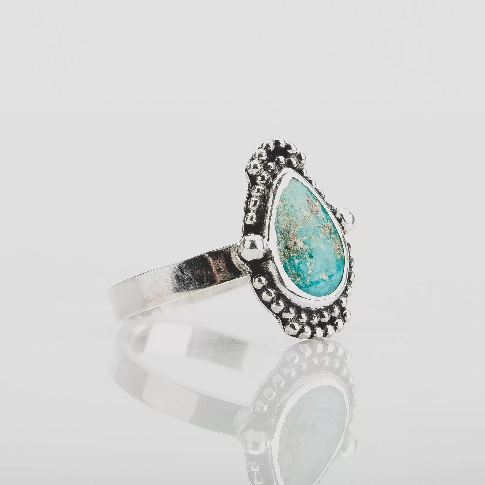 Size 6.75 White Water Turquoise Gemstone Ring