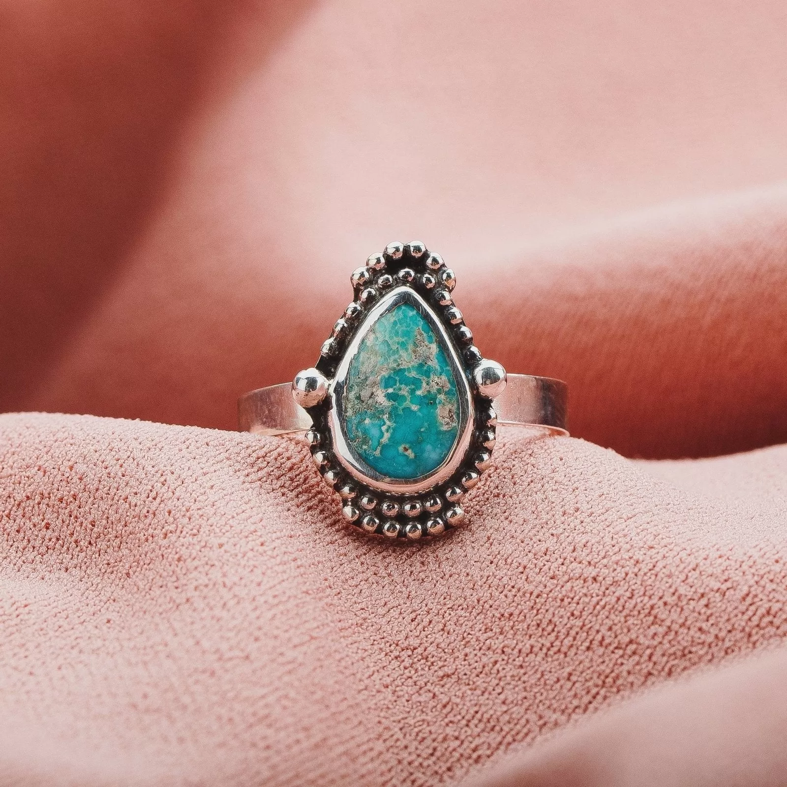 Size 6.75 White Water Turquoise Gemstone Ring