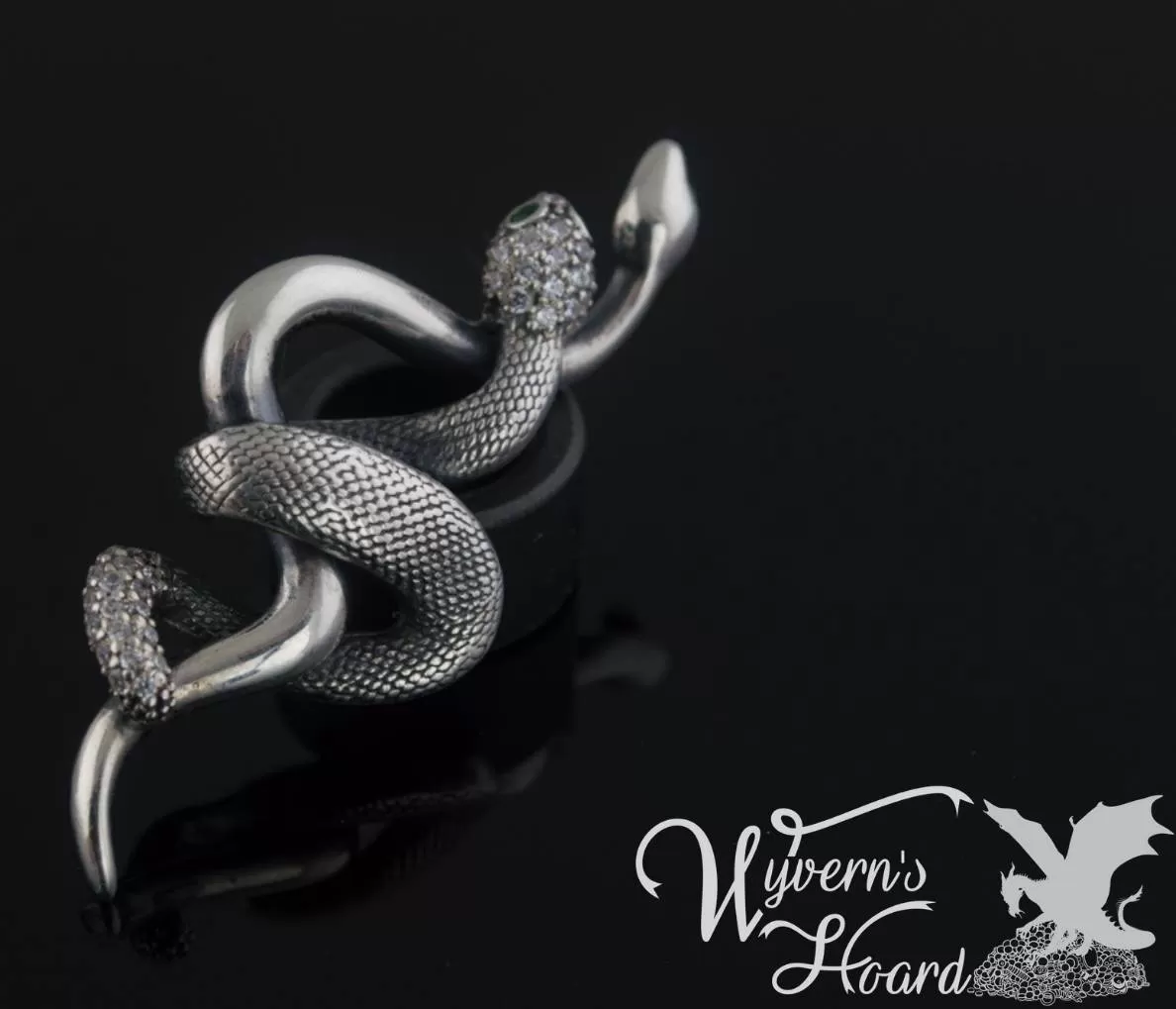 Slithering Twin Snakes Sterling Silver Necklace