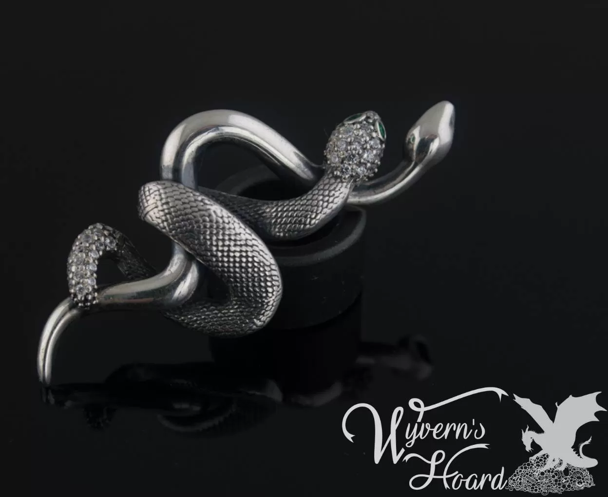 Slithering Twin Snakes Sterling Silver Necklace