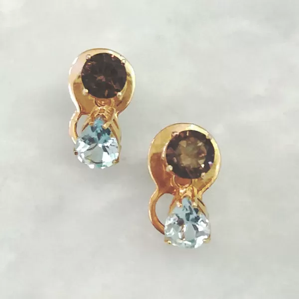 Smokey Quartz & Blue Topaz Separates Earrings